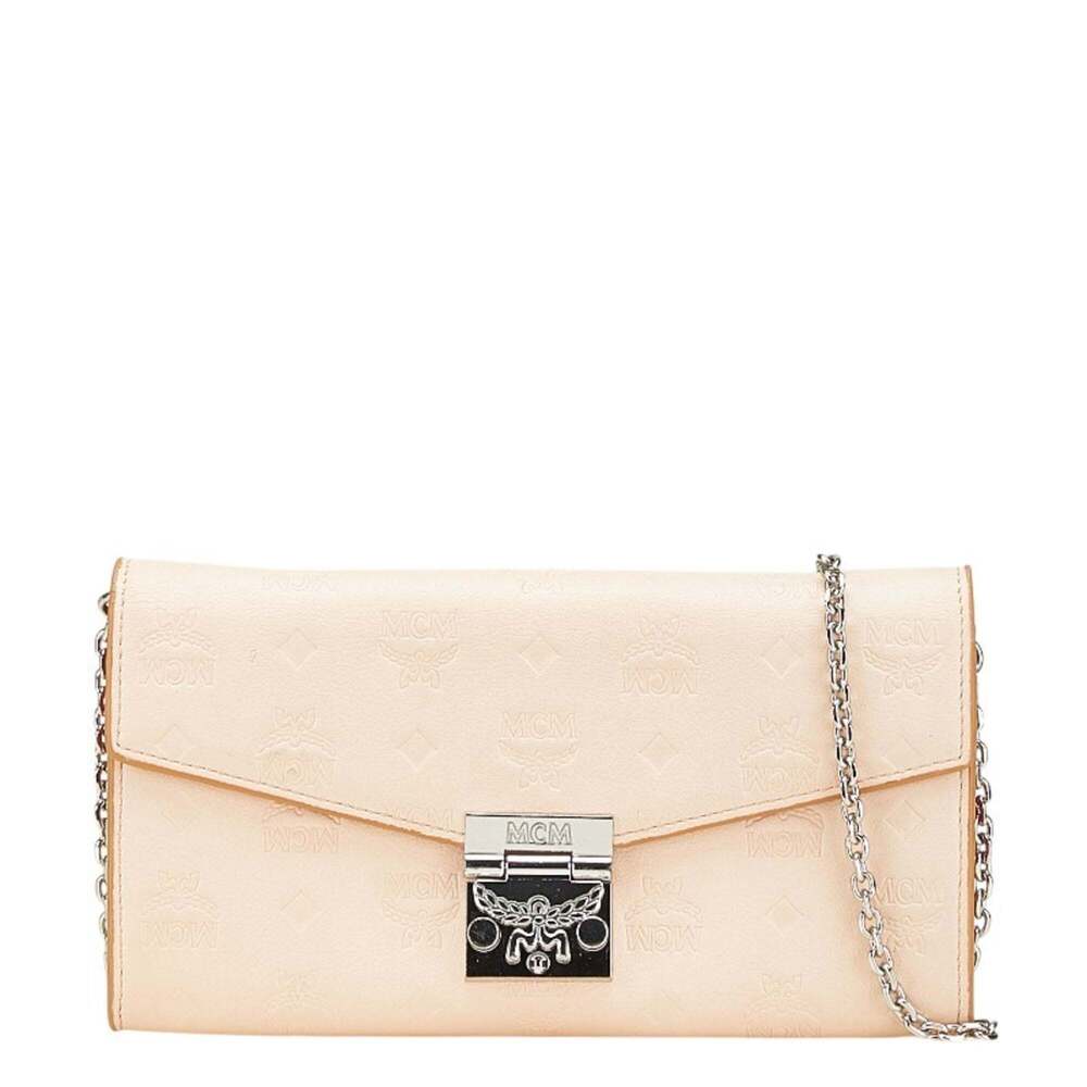 MCM Visetos Chain Wallet, Pink and Beige Leather, Women's